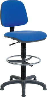 Teknik Office Ergo Blaster Draughtsman Medium Back Fabric Operator Office Chair With Ring Kit Conversion and Fixed Footrest Blue - 1100BLU/1163 DD